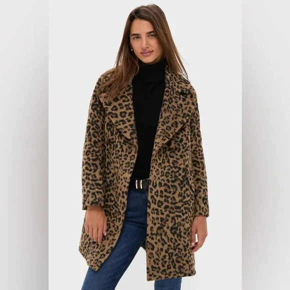 Bernardo Leopard Print Double Breasted Cheetah Coat Jacket Size XS - Picture 1 of 11